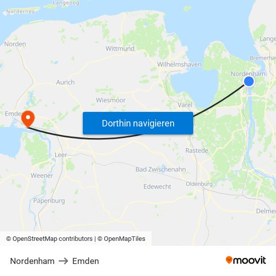 Nordenham to Emden map