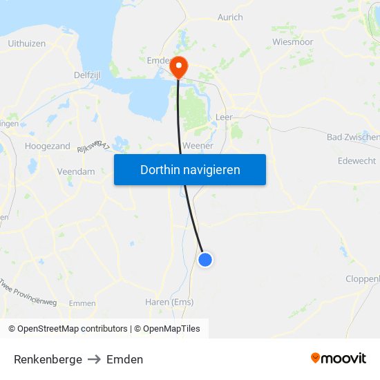 Renkenberge to Emden map