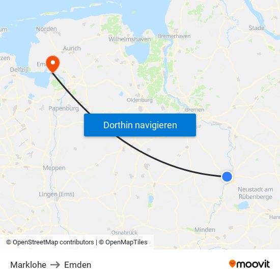 Marklohe to Emden map