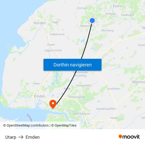 Utarp to Emden map