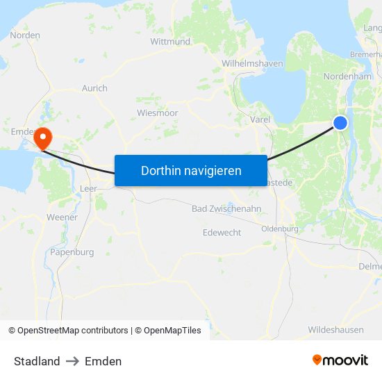 Stadland to Emden map