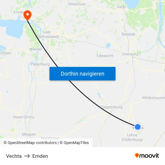 Vechta to Emden map