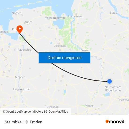 Steimbke to Emden map