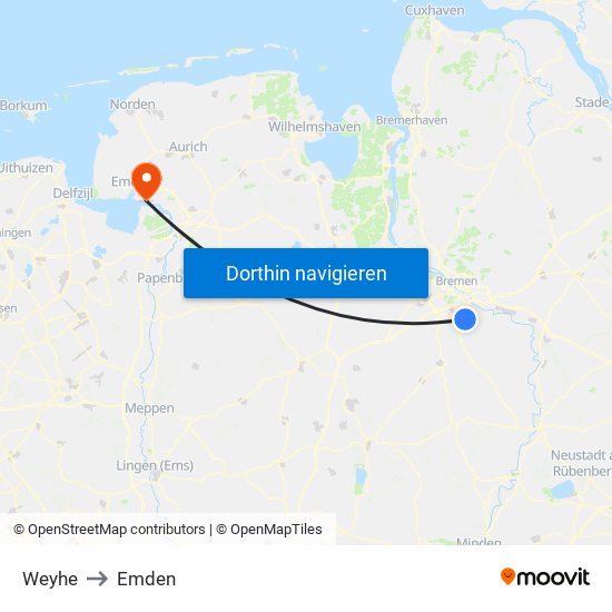 Weyhe to Emden map