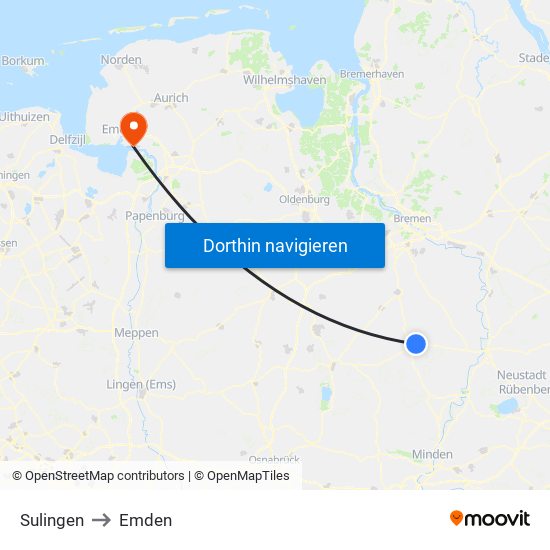 Sulingen to Emden map