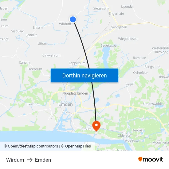 Wirdum to Emden map