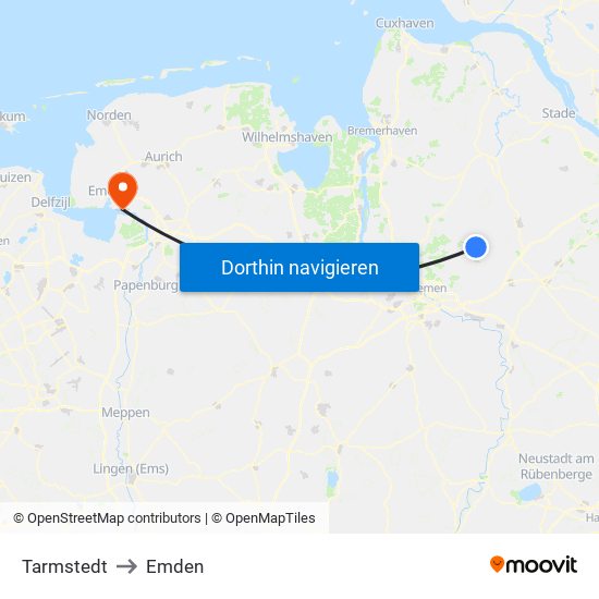 Tarmstedt to Emden map