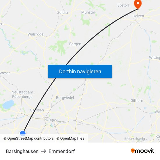 Barsinghausen to Emmendorf map