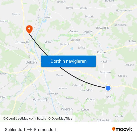 Suhlendorf to Emmendorf map