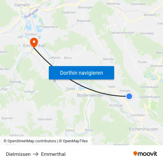 Dielmissen to Emmerthal map
