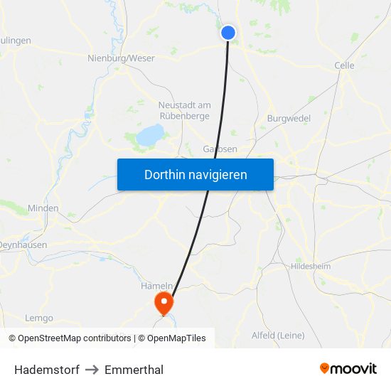 Hademstorf to Emmerthal map