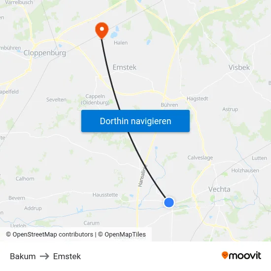 Bakum to Emstek map
