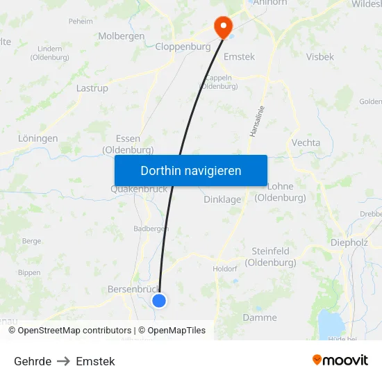 Gehrde to Emstek map