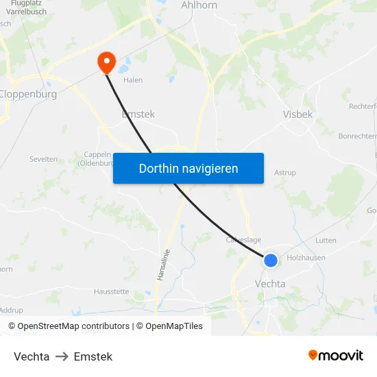 Vechta to Emstek map
