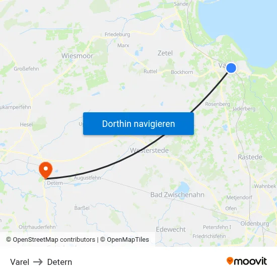 Varel to Detern map