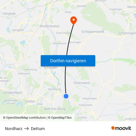 Nordharz to Dettum map