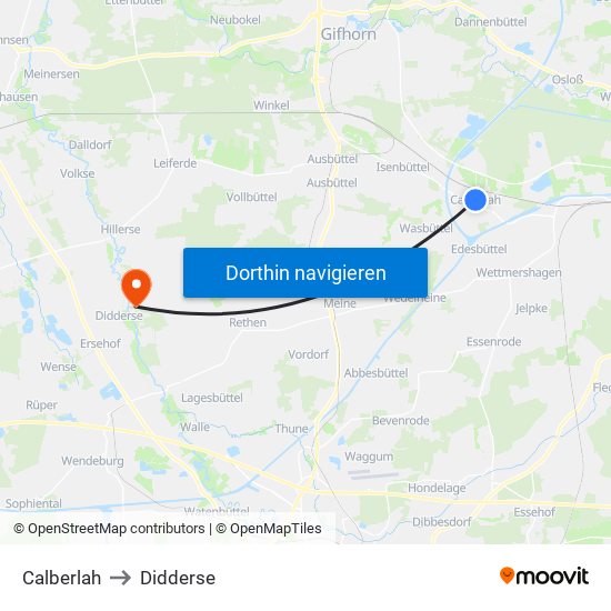 Calberlah to Didderse map