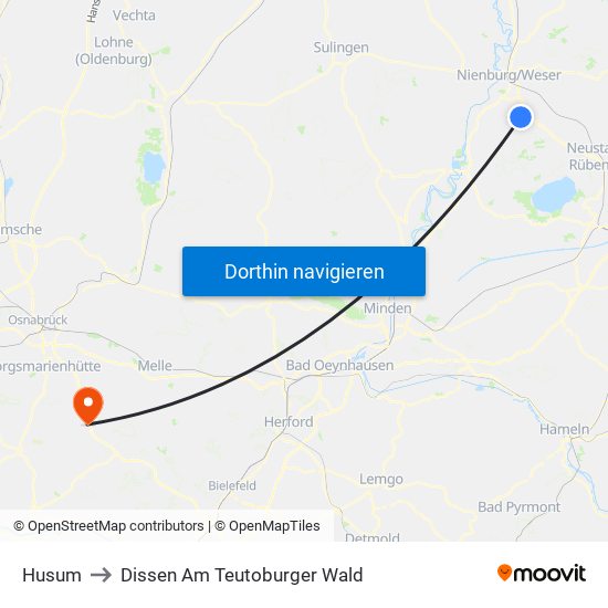 Husum to Dissen Am Teutoburger Wald map