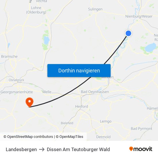 Landesbergen to Dissen Am Teutoburger Wald map