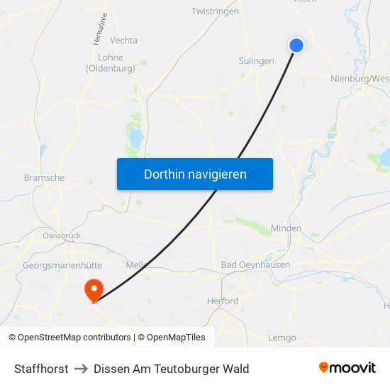 Staffhorst to Dissen Am Teutoburger Wald map