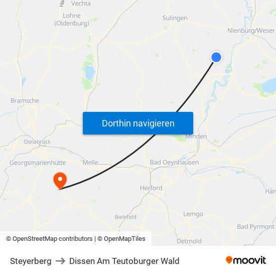 Steyerberg to Dissen Am Teutoburger Wald map