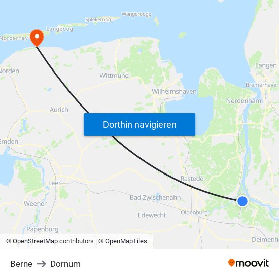 Berne to Dornum map