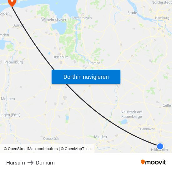 Harsum to Dornum map