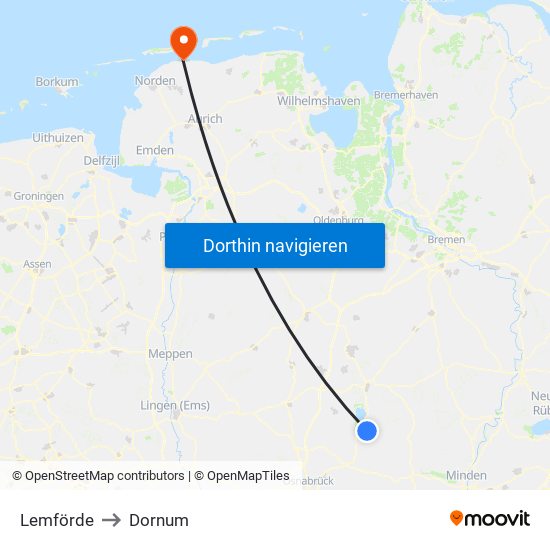 Lemförde to Dornum map