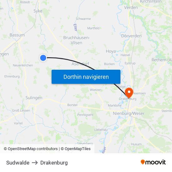 Sudwalde to Drakenburg map