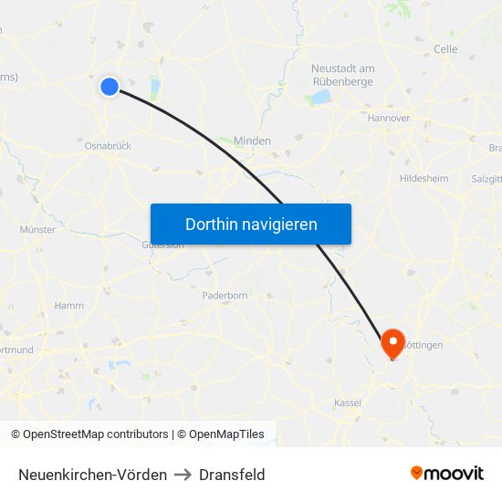 Neuenkirchen-Vörden to Dransfeld map