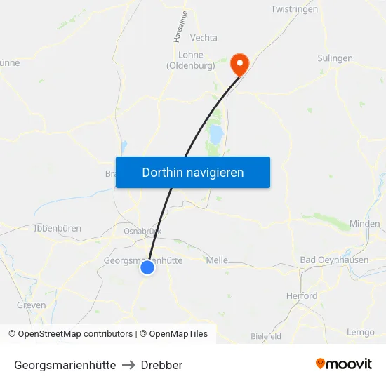 Georgsmarienhütte to Drebber map