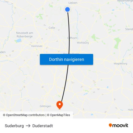 Suderburg to Duderstadt map