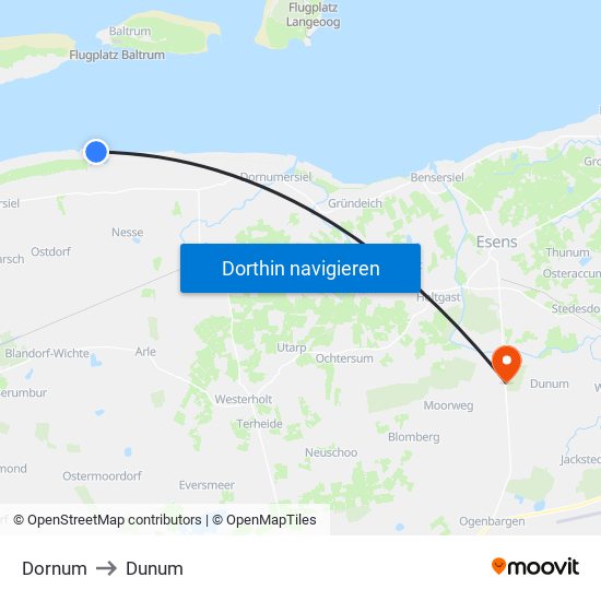 Dornum to Dunum map