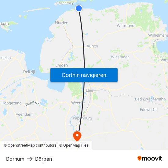 Dornum to Dörpen map