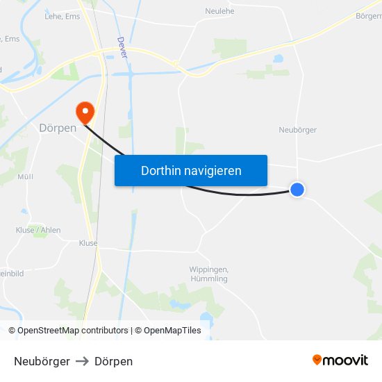 Neubörger to Dörpen map