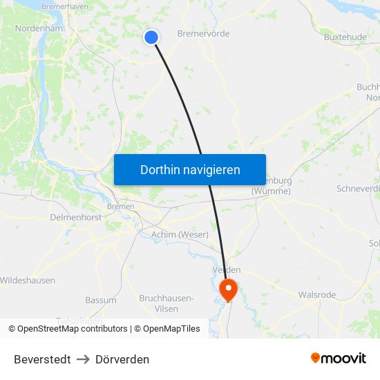 Beverstedt to Dörverden map