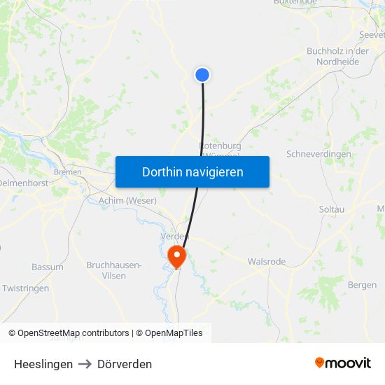 Heeslingen to Dörverden map