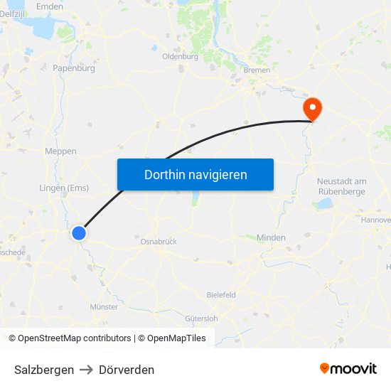 Salzbergen to Dörverden map