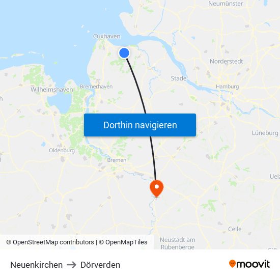 Neuenkirchen to Dörverden map