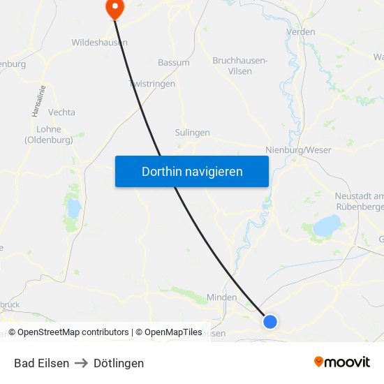 Bad Eilsen to Dötlingen map