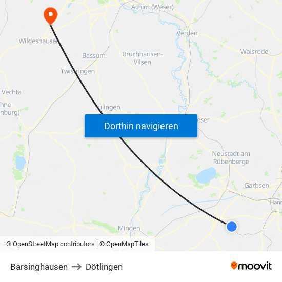 Barsinghausen to Dötlingen map