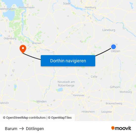 Barum to Dötlingen map