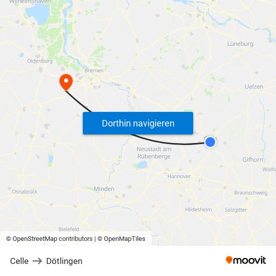 Celle to Dötlingen map