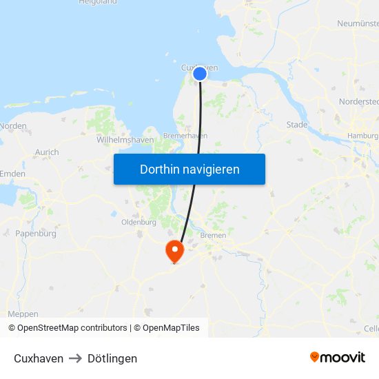 Cuxhaven to Dötlingen map