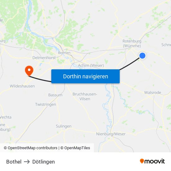 Bothel to Dötlingen map