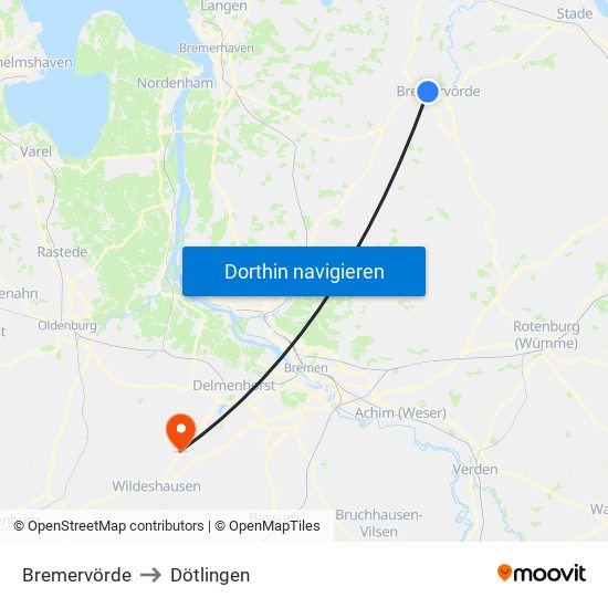 Bremervörde to Dötlingen map