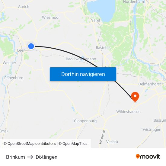 Brinkum to Dötlingen map