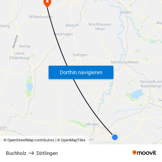 Buchholz to Dötlingen map