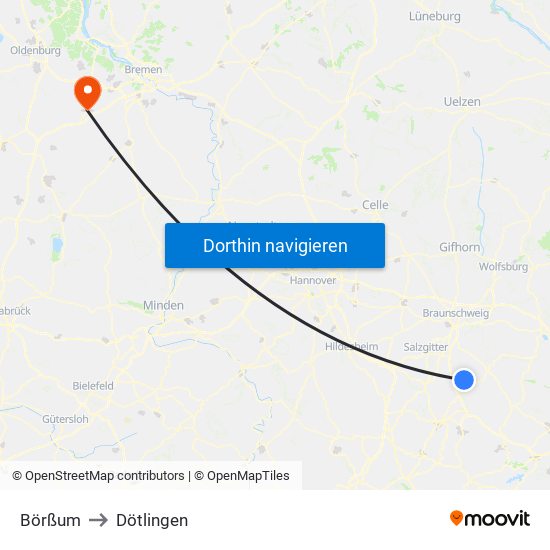 Börßum to Dötlingen map