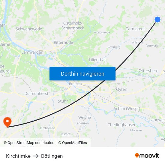 Kirchtimke to Dötlingen map
